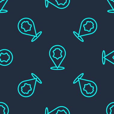 Yeşil çizgi deri ikonu mavi arkaplanda izole edilmiş pürüzsüz desen. Vektör.