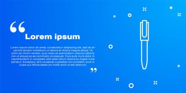 Mavi arkaplanda beyaz çizgi kalem simgesi izole edildi. Vektör.