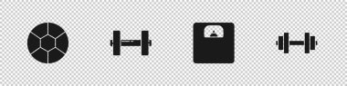 Futbol, Dumbbell, banyo terazisi ve ikon ayarla. Vektör.