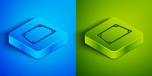 Isometric Line Acute Trapezoid Shape Icon Isolated Blue Green Background — Stock Vector