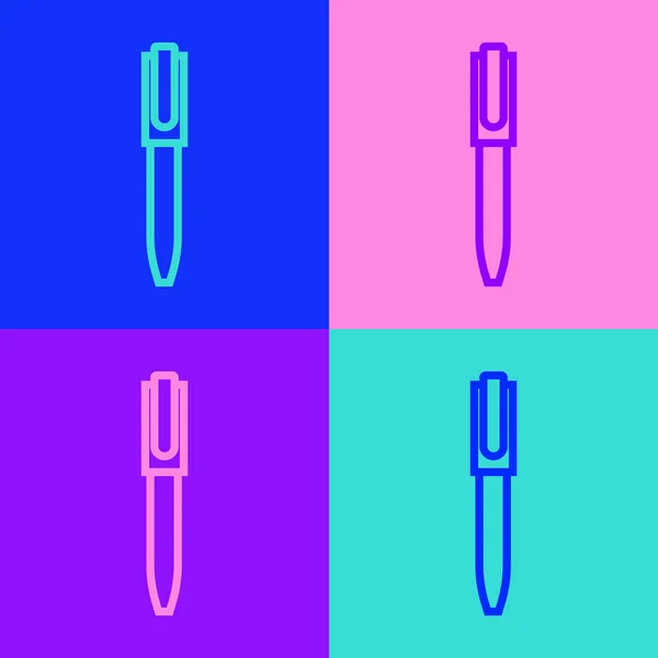 Pop Art Linka Pero Ikona Izolované Barevném Pozadí Vektor — Stockový vektor