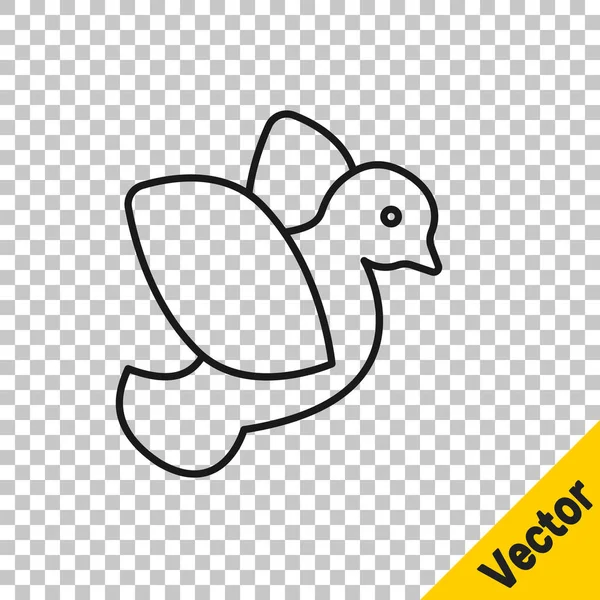 Icono Línea Negra Dove Aislado Sobre Fondo Transparente Vector — Vector de stock