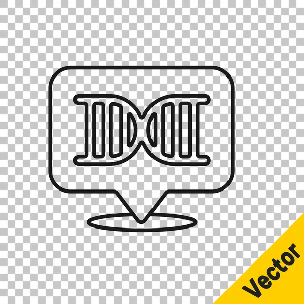 Ligne Noire Icône Symbole Adn Isolé Sur Fond Transparent Vecteur — Image vectorielle