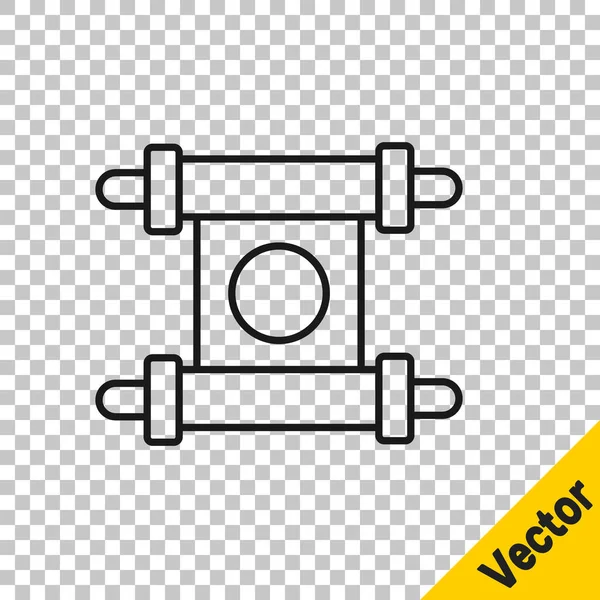 Svart Linje Dekret Papper Pergament Scroll Ikon Isolerad Transparent Bakgrund — Stock vektor