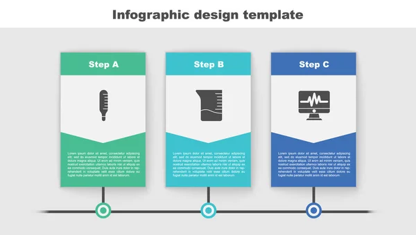 Zestaw Termometr Medyczny Przyssawka Pomiarowa Monitor Kardiogramem Szablon Infograficzny Biznesu — Wektor stockowy