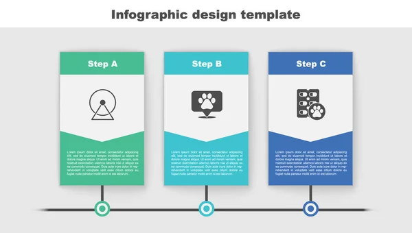 Zestaw Koło Chomika Lokalizacja Weterynarz Pies Pigułka Szablon Infograficzny Biznesu — Wektor stockowy