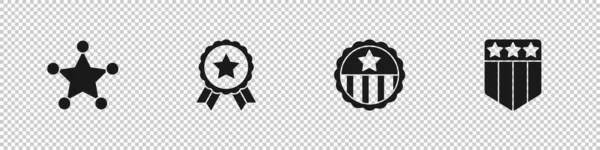 Conjunto Hexagram Sheriff Medalla Con Estrella Escudo Estrellas Icono Vector — Vector de stock