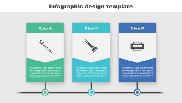 Set Cepillo Dientes Émbolo Goma Cuchilla Afeitar Plantilla Infografía Empresarial — Archivo Imágenes Vectoriales