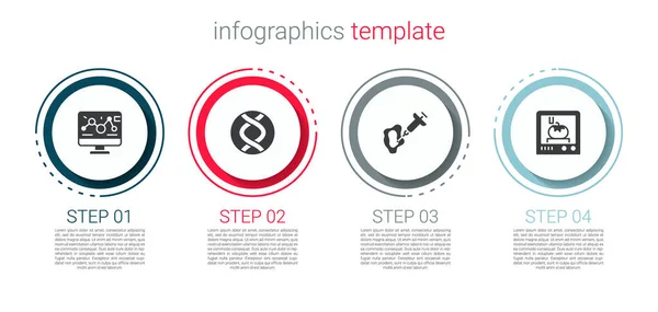 Set Modification Génie Génétique Symbole Adn Seringue Technologie Impression Modèle — Image vectorielle