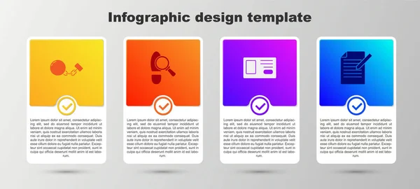 Zestaw Piłka Łańcuchu Kroki Odznaka Identyfikacyjna Dokument Długopis Szablon Infograficzny — Wektor stockowy