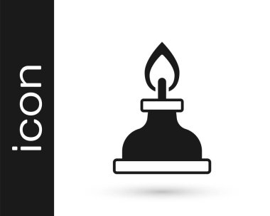 Siyah alkol ya da beyaz arka planda izole edilmiş ruh yakıcı ikonu. Kimyasal ekipman. Vektör.