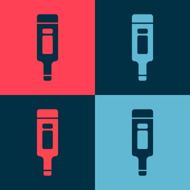 Tıbbi muayene ikonu için Pop Art Dijital Termometresi renk arkaplanında izole edildi. Vektör.