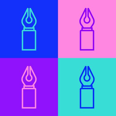 Pop sanat serisi dolmakalem ucu simgesi renk arkaplanında izole edildi. Kalem aleti işareti. Vektör.