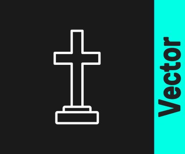 Siyah zemin üzerinde çapraz simge olan beyaz çizgi Grave. Vektör.