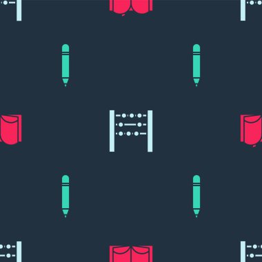 Açık Defter, Abaküs ve Kalem 'i silgisiz desenli olarak ayarla. Vektör.