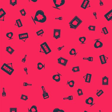 Ev anahtarını kalp şeklinde ayarla, kira tabelasını as ve pürüzsüz bir şablona geç. Vektör.