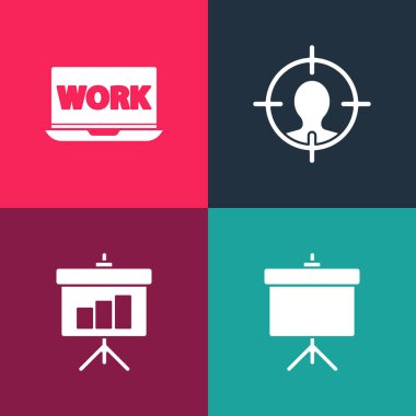 Pop Art Chalkboard 'u diyagram, kafa avlama konsepti ve dizüstü bilgisayar metin çalışma simgesi ile ayarla. Vektör.