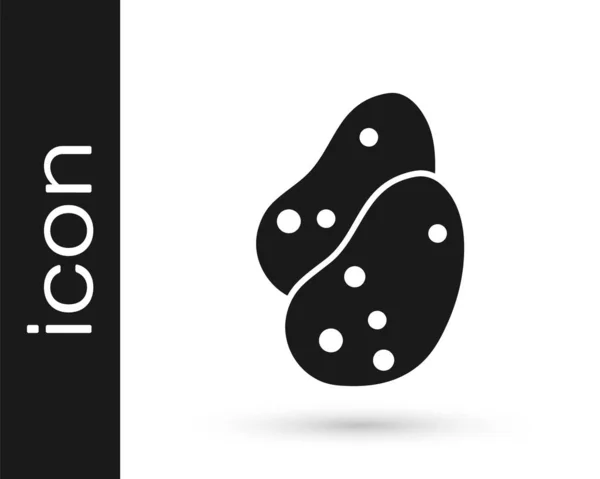Black Potato Icon Isolated White Background Vector — Stock Vector