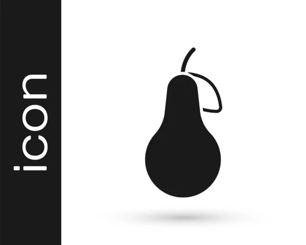 Black Pear Symbol Isoliert Auf Weißem Hintergrund Obst Mit Blattsymbol — Stockvektor