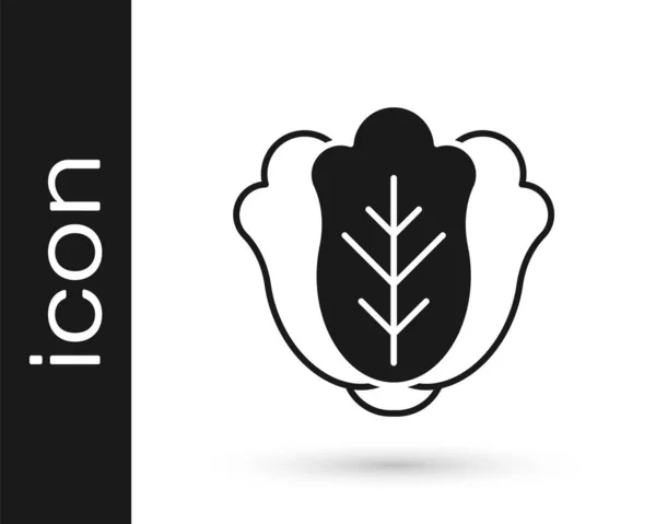 Noir Icône Légumes Chou Frais Isolé Sur Fond Blanc Vecteur — Image vectorielle