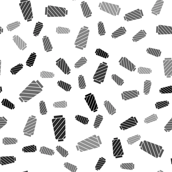 Schwarzer Nähfaden Auf Spulensymbol Isoliert Nahtloses Muster Auf Weißem Hintergrund — Stockvektor