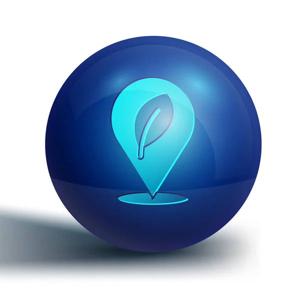 Blauer Standort Mit Blattsymbol Auf Weißem Hintergrund Ökoenergiekonzept Alternatives Energiekonzept — Stockvektor