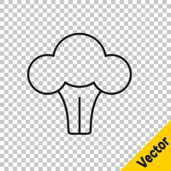 Black Line Broccoli Icon Isolated Transparent Background Vector — Stock Vector