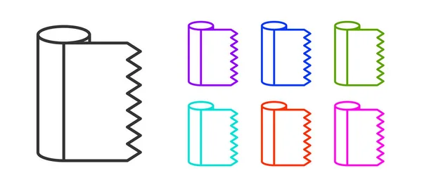 Μαύρη Γραμμή Ύφασμα Ρολό Εικονίδιο Απομονώνονται Λευκό Φόντο Roll Χαλί — Διανυσματικό Αρχείο