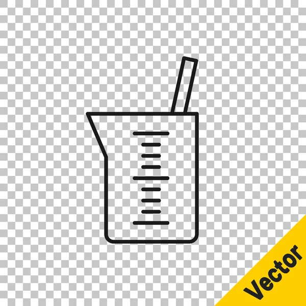 Black Line Laboratory Glassware Beaker Icon Isolated Transparent Background Vector — Stock Vector