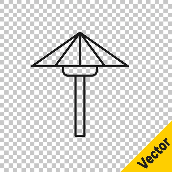 Schwarze Linie Traditioneller Japanischer Regenschirm Vom Sonnensymbol Isoliert Auf Transparentem — Stockvektor