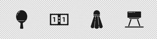 Набор Ракетки Игры Настольный Теннис Спортивные Механические Табло Бадминтон Шаттл — стоковый вектор