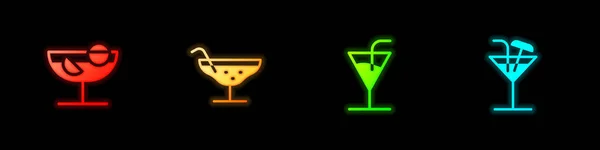 Set Cocktail Icono Vector — Vector de stock