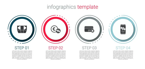 Set Stacks Argent Comptant Papier Pièce Argent Avec Pour Cent — Image vectorielle