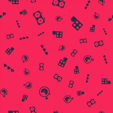 Kronometre, satranç saati, oyun için kalpler ve pürüzsüz şablona dayalı taş tuğlalar kur. Vektör.