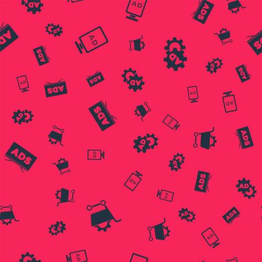 Alışveriş arabası, reklam seti ve kusursuz bir şablon. Vektör.