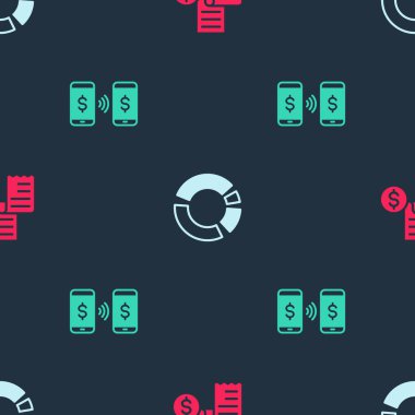 Kağıt ya da finansal çek, pasta grafiği bilgi ve para transferini sorunsuz bir şekilde ayarlayın. Vektör.