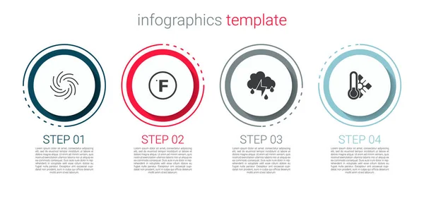 Stel Tornado Fahrenheit Wolk Met Regen Bliksem Meteorologie Thermometer Bedrijfsinfographic — Stockvector