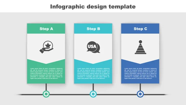 Set Usa Jour Indépendance Étiquette Chapeau Fête Modèle Infographie Entreprise — Image vectorielle