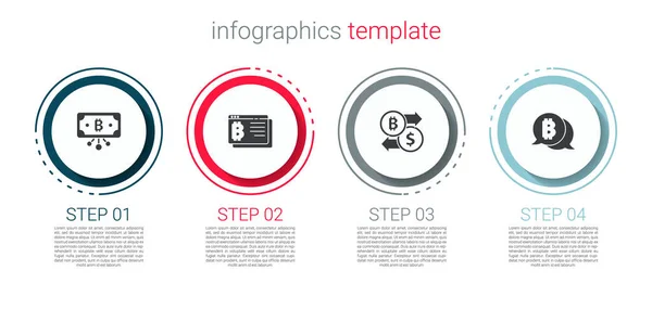 Állítsa Bitcoin Áramkör Böngésző Cryptocurrency Csere Üzleti Infografikai Sablon Vektor — Stock Vector