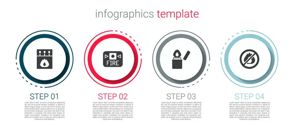 Установите Коробку Спички Пожарную Сигнализацию Зажигалку Поджигайте Бизнес Инфографический Шаблон — стоковый вектор