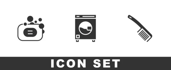 Set Barra Jabón Arandela Pincel Icono Vector — Vector de stock