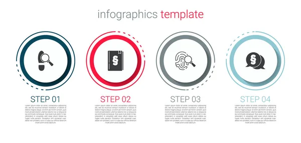 Definir Passos Livro Direito Impressão Digital Modelo Infográfico Negócios Vetor — Vetor de Stock