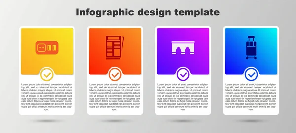 Set Toma Corriente Noticias Puente Para Tren Maleta Plantilla Infografía — Archivo Imágenes Vectoriales