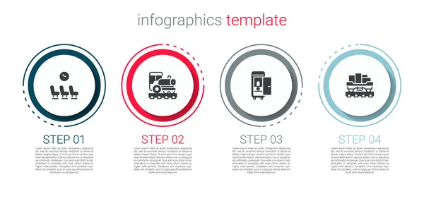 Зал Ожидания Винтажный Локомотив Туалет Вагон Грузовой Вагон Бизнес Инфографический — стоковый вектор