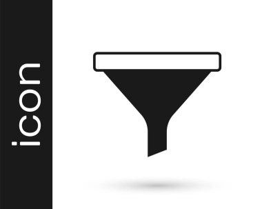 Beyaz arkaplanda siyah huni ya da filtre simgesi izole edildi. Vektör.