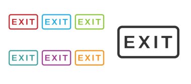 Siyah Ateş çıkış simgesi beyaz arkaplanda izole edildi. Acil durum ikonunu ateşle. Simgeleri renklendirin. Vektör.