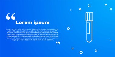 Mavi arka planda beyaz çizgi test tüpü ve kimyasal test ikonu izole edildi. Laboratuvar cam levhası. Vektör.