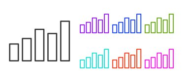 Siyah çizelge, çizelge, çizelge, diyagram, bilgi, beyaz arkaplanda izole edilmiş turta grafik simgesi. Simgeleri renklendirin. Vektör.