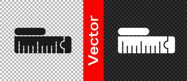 Schwarzes Maßband Symbol Isoliert Auf Transparentem Hintergrund Maßband Vektor — Stockvektor