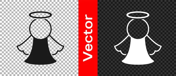 Icono Ángel Negro Aislado Sobre Fondo Transparente Vector — Vector de stock